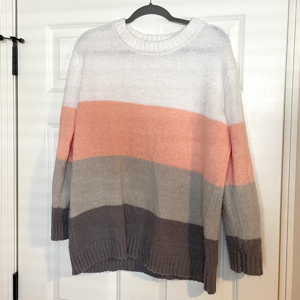 Pink Lily Color Block sweater, sz L